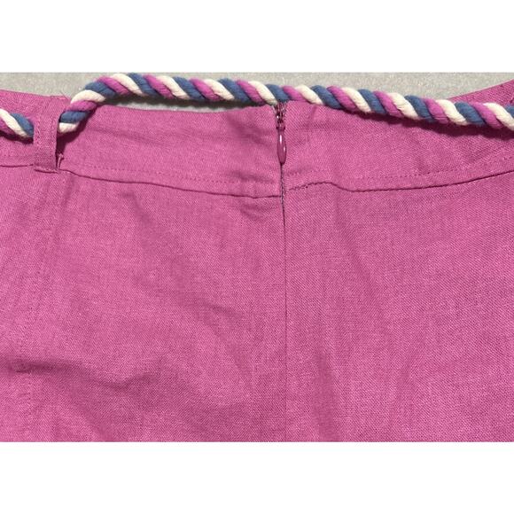 SAM EDELMAN Skirt Women’s Large Mylah Belted‎ Linen Blend Pink Zip Side & Clasp - Picture 6 of 7